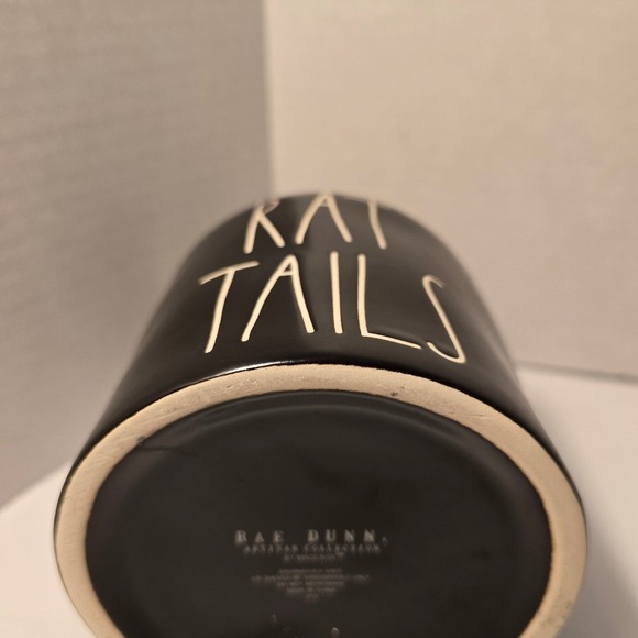 Rae Dunn Black Canister with Yellow Handle 'RAT TAILS' text - Picture 2 of 3